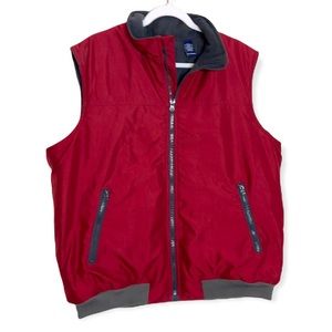 Chaps Red Fleece Lined Zip Vest